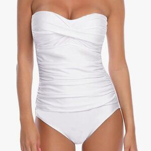 Women White Strapless One Piece Swimsuit